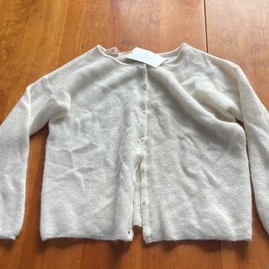 Maille Sezane Mohair and Alpaca Off White Cardigan